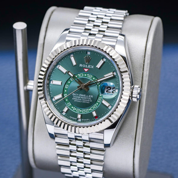 Rolex Sky Dweller 336934 Green Dial Jubilee 42mm Box & Papers