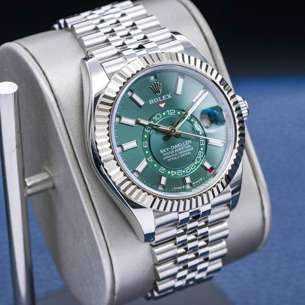 Rolex Sky Dweller 336934 Green Dial Jubilee 42mm Box & Papers