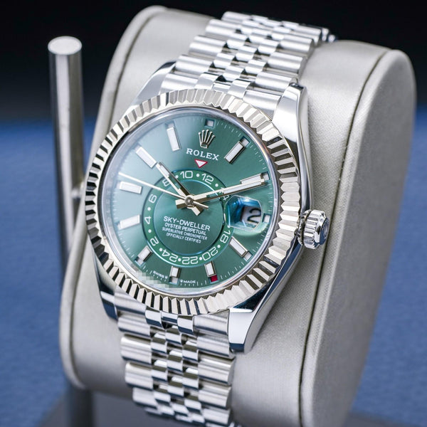 Rolex Sky Dweller 336934 Green Dial Jubilee 42mm Box & Papers