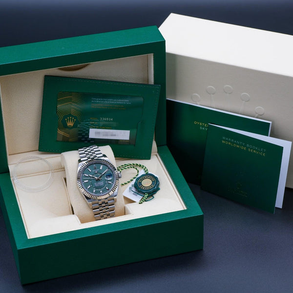 Rolex Sky Dweller 336934 Green Dial Jubilee 42mm Box & Papers