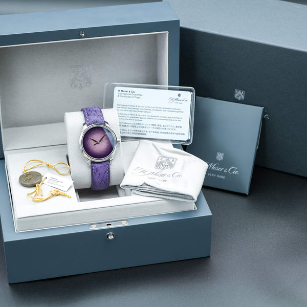 H. Moser & Cie Centre Seconds Purple Enamel 1201-1200 with box and papers