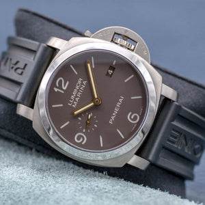 Front view of Panerai Luminor Marina PAM00351 44mm brown dial