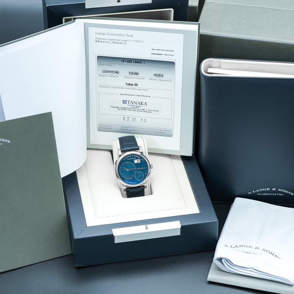 A. Lange & Sohne ‘Blue Series’ Lange-1 191.028 White Gold 38.5mm Box & Papers