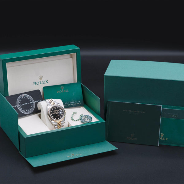Rolex Datejust Two-Tone 126333 Black Diamond Dial 41mm Box & Papers