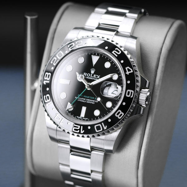 Angled opposing view with reflection of Rolex GMT-Master II 40mm 2019 