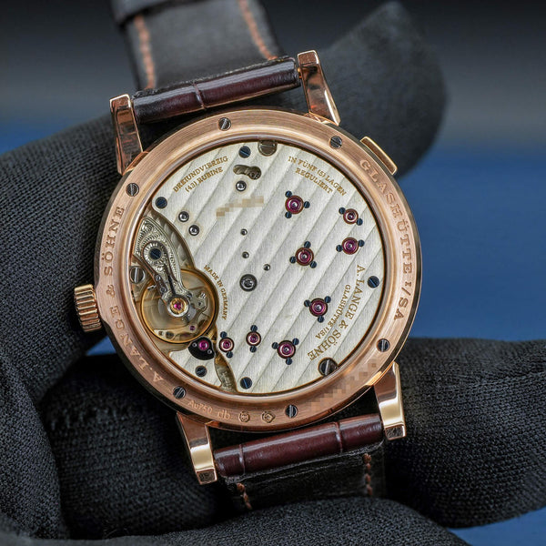 Caseback of A. Lange & Sohne Lange 1 191.032 Silver Dial showing movement