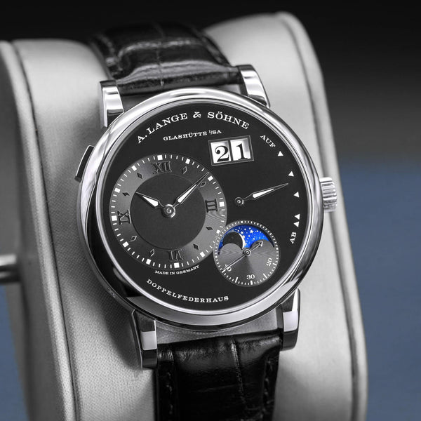 Close-up angled view of A. Lange & Sohne Lange 1 192.029 Moon Phase