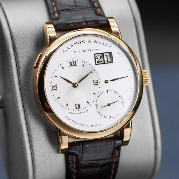 Angled view with reflection of A. Lange & Sohne Lange 1 191.032 Silver Dial 