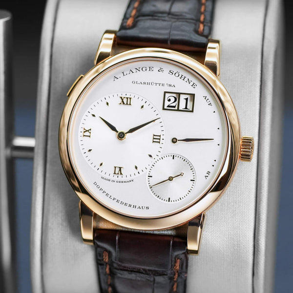 Close-up opposing view of A. Lange & Sohne Lange 1 191.032 Silver Dial 