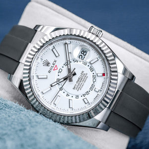 Front view of  Rolex Sky-Dweller 336239 White Dial Oyster Flex 42mm 2025 