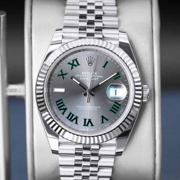 Central view of Rolex Datejust Wimbledon 126334 Slate Dial 