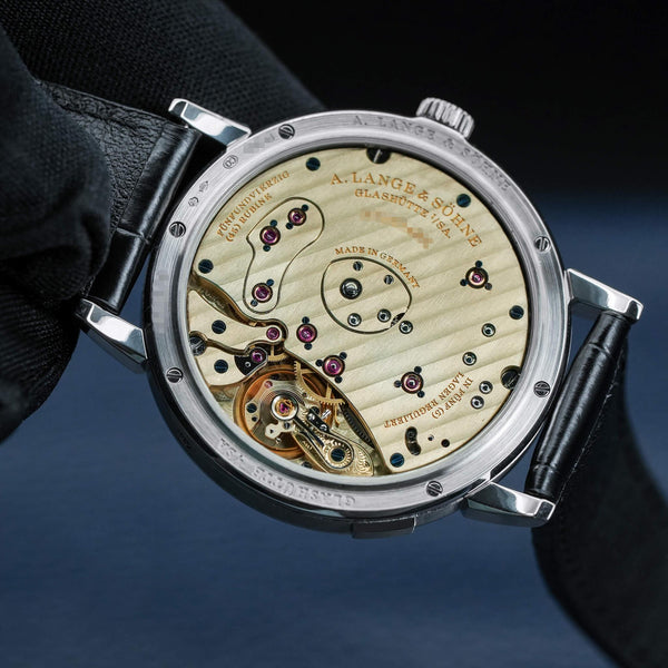 Caseback of A. Lange & Sohne Grand Lange 1 139.025 Platinum showing movement