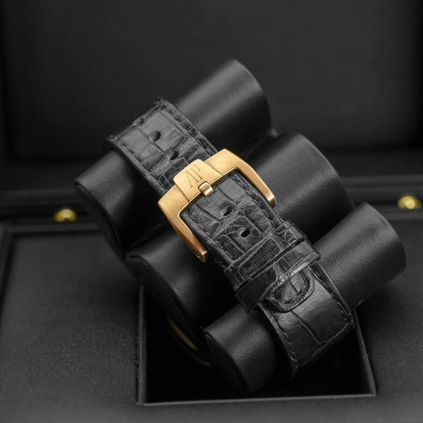 Audemars Piguet Code 11.59 Chronograph 26393OR Blue Dial strap and buckle detail