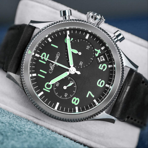Front view of Breguet Type XX Chronograph 2057ST Black Dial