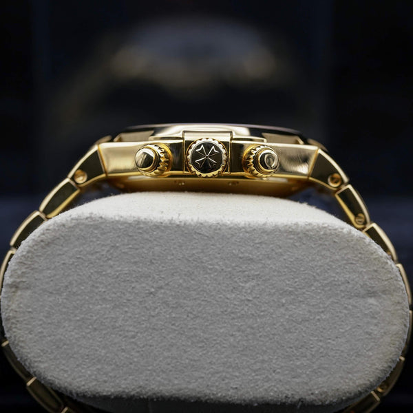 Side profile of Vacheron Constantin Overseas 49150 Yellow Gold White Dial 