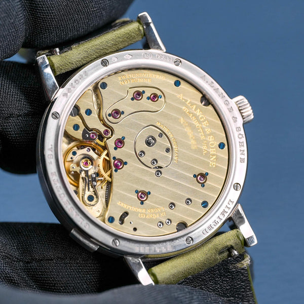 Caseback of A. Lange & Sohne Grand Lange 1 Lumen Platinum 117.035 showing movement