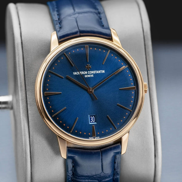 Slight angled view of Vacheron Constantin Patrimony 85180 Blue Dial