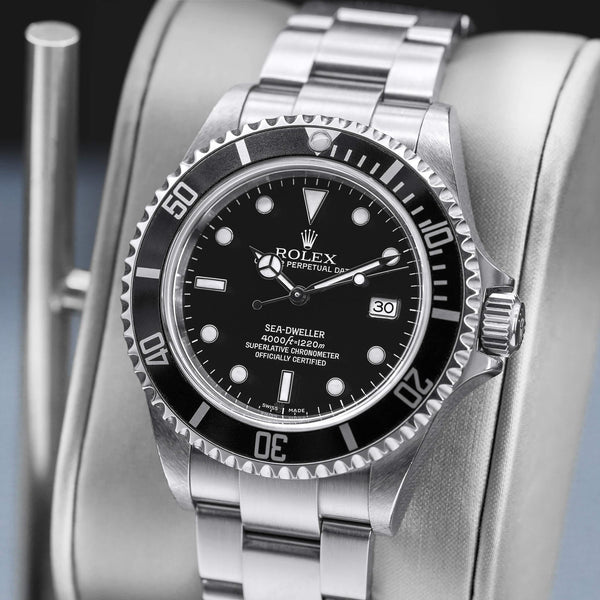 Close-up opposing view of Rolex Sea-Dweller 16600 Black Dial