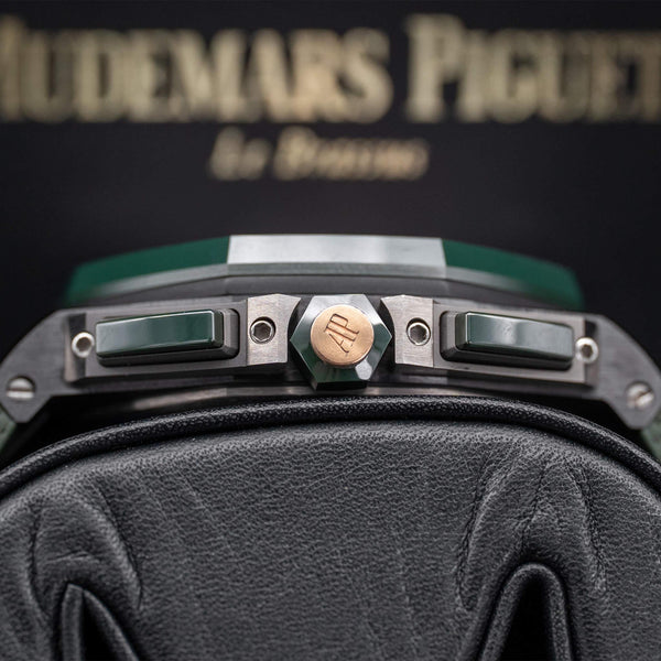 Side profile of Audemars Piguet Royal Oak Offshore Chronograph 26405CE case