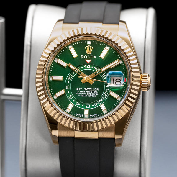 Rolex Sky Dweller 336238 Yellow Gold Green Dial 42mm 2025 Box & Papers