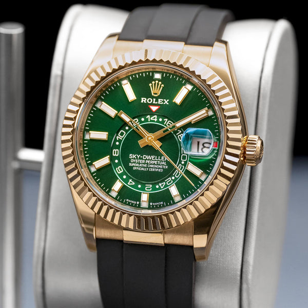 Rolex Sky Dweller 336238 Yellow Gold Green Dial 42mm 2025 Box & Papers