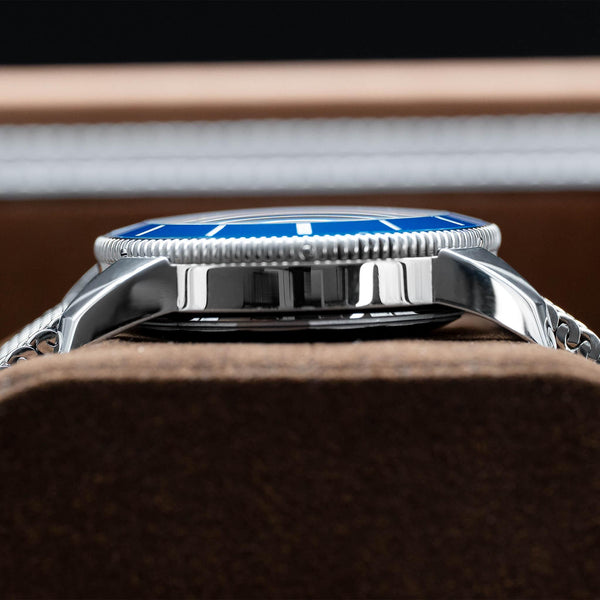 Opposite side view of  Breitling Superocean Héritage II “Gun Blue” Dial 