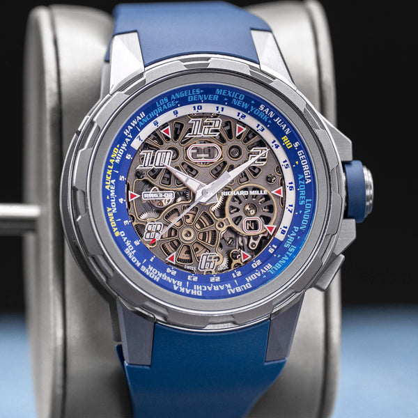 Slight angled view of Richard Mille World Timer RM63-02 