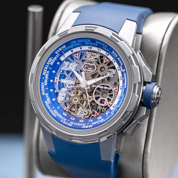 Angled opposing view with reflection of Richard Mille World Timer RM63-02
