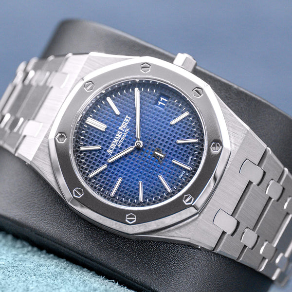 Audemars Piguet Royal Oak 15202IP "Jumbo" Extra Thin Blue 39mm 2018 Box & Papers