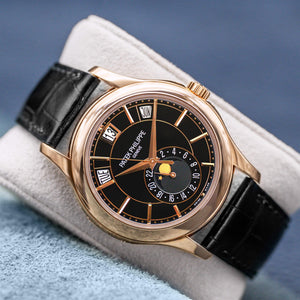 Front view of Patek Philippe Annual Calendar 5205R Rose Gold