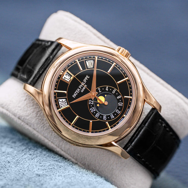 Front view of Patek Philippe Annual Calendar 5205R Rose Gold