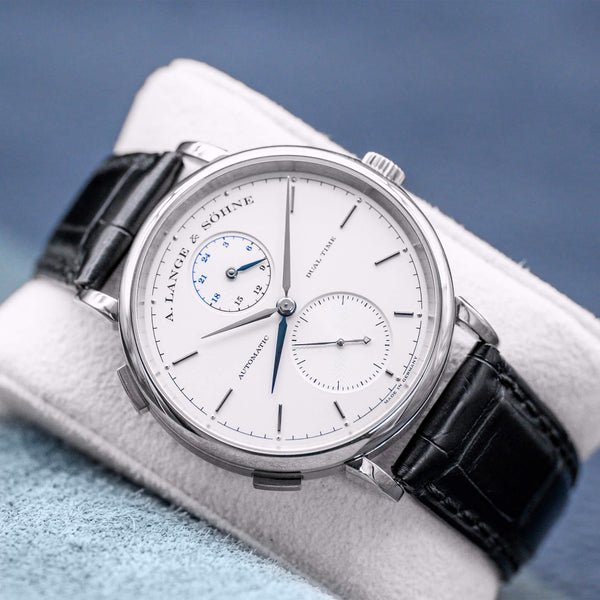 A. Lange & Sohne Saxonia Dual Time 385.026 Silver Dial 40mm 2015 Box & Papers