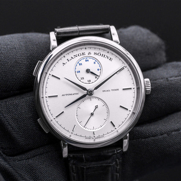 A. Lange & Sohne Saxonia Dual Time 385.026 Silver Dial 40mm 2015 Box & Papers