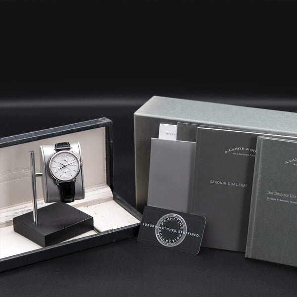 A. Lange & Sohne Saxonia Dual Time 385.026 Silver Dial 40mm 2015 Box & Papers