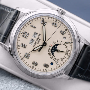 Front view of Patek Philippe Grand Complications 5320G Cream Dial 