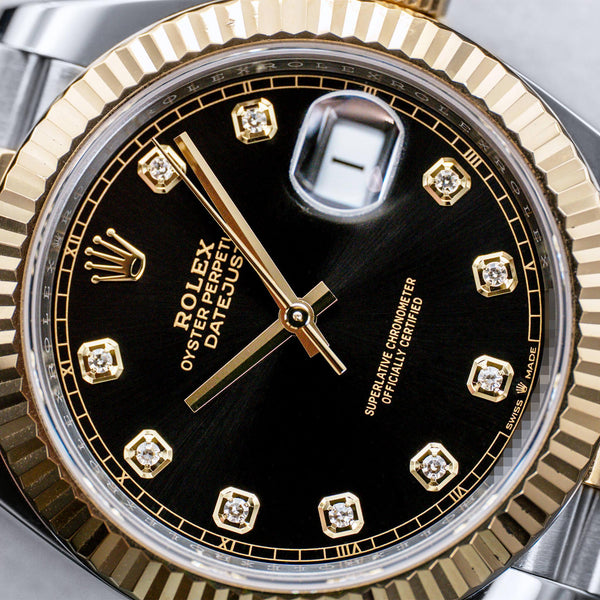 Rolex Datejust Two-Tone 126333 Black Diamond Dial 41mm Box & Papers