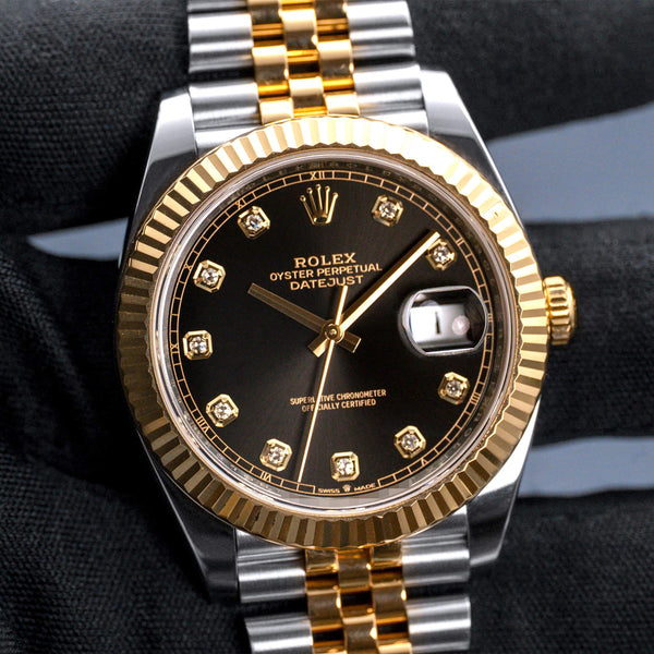 Rolex Datejust Two-Tone 126333 Black Diamond Dial 41mm Box & Papers