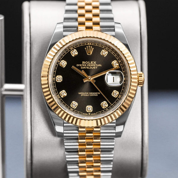 Rolex Datejust Two-Tone 126333 Black Diamond Dial 41mm Box & Papers