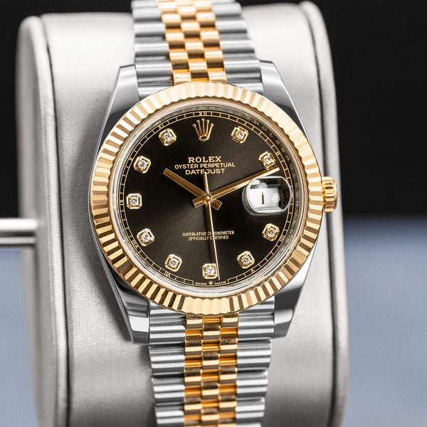 Rolex Datejust Two-Tone 126333 Black Diamond Dial 41mm Box & Papers