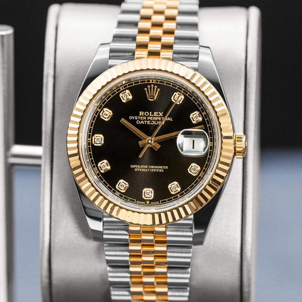 Rolex Datejust Two-Tone 126333 Black Diamond Dial 41mm Box & Papers