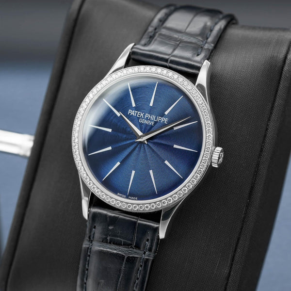Patek Philippe Calatrava 4897G Blue Dial Diamond Bezel Box & Archives