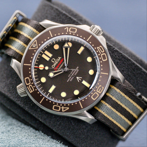 Front view of Omega Seamaster Diver 300M No Time To Die 007 Edition 42mm 2021