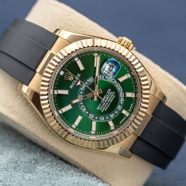 Rolex Sky Dweller 336238 Yellow Gold Green Dial 42mm 2025 Box & Papers