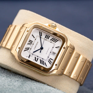 Cartier Santos WGSA0029 Yellow Gold Silver Opaline Dial 39.8mm 2022 Box & Papers