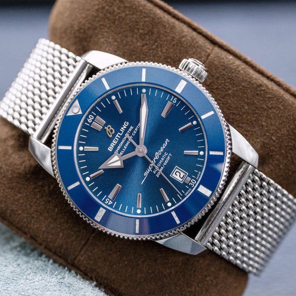 Front view of Breitling Superocean Héritage II “Gun Blue” Dial 46mm 2018 