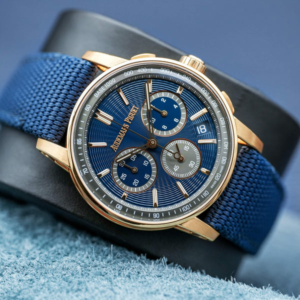 Front view of Audemars Piguet Code 11.59 Chronograph 26393OR Rose Gold 
