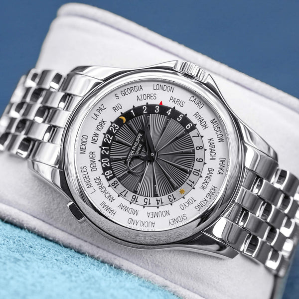 Front view of Patek Philippe Complications World Time 5130/1G 