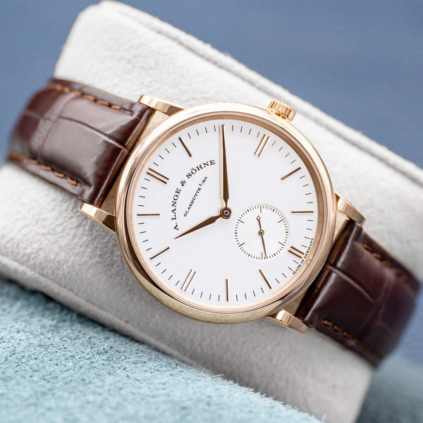 Front view of A. Lange & Sohne Saxonia 219.032 Rose Gold