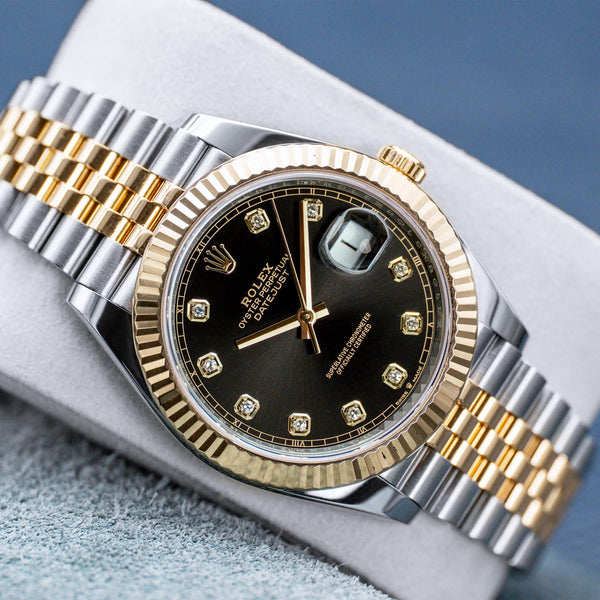 Rolex Datejust Two-Tone 126333 Black Diamond Dial 41mm Box & Papers