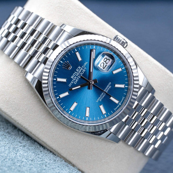 Rolex Datejust 126234 Blue Dial Fluted 36mm Box & Papers